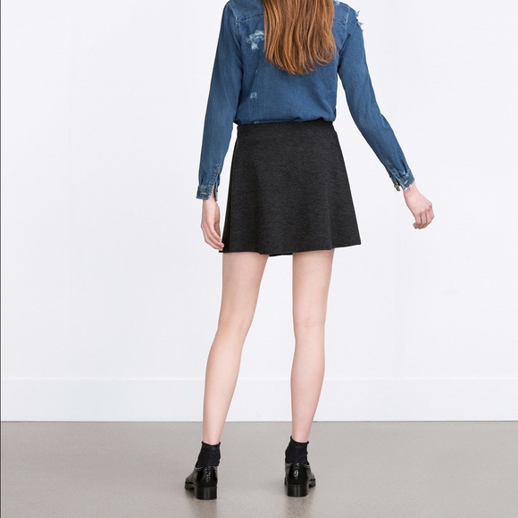 ZARA MINI FLARED SKATER SOFT GRAY SKIRT BRAND NEW WITH TAGS SMALL - Picture 3 of 4